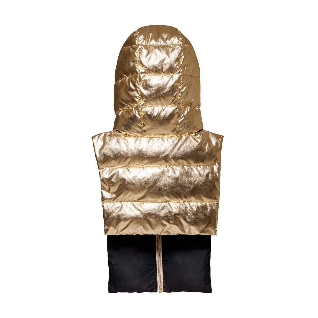 Capuche doudoune Fudoon dorée et noire vue de dos, côté doré