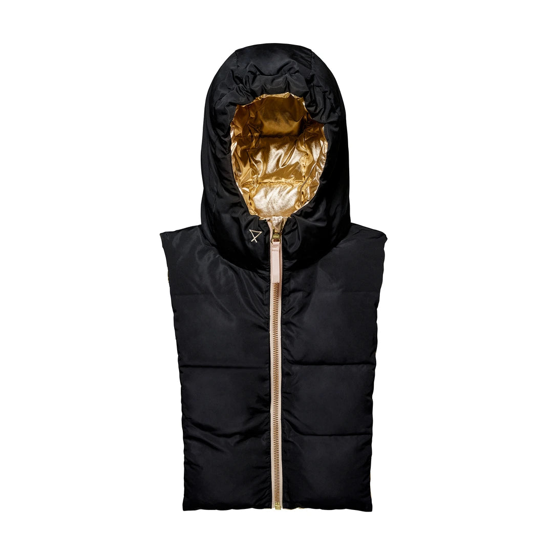 Capuche doudoune Fudoon dorée et noire, face noire réversible