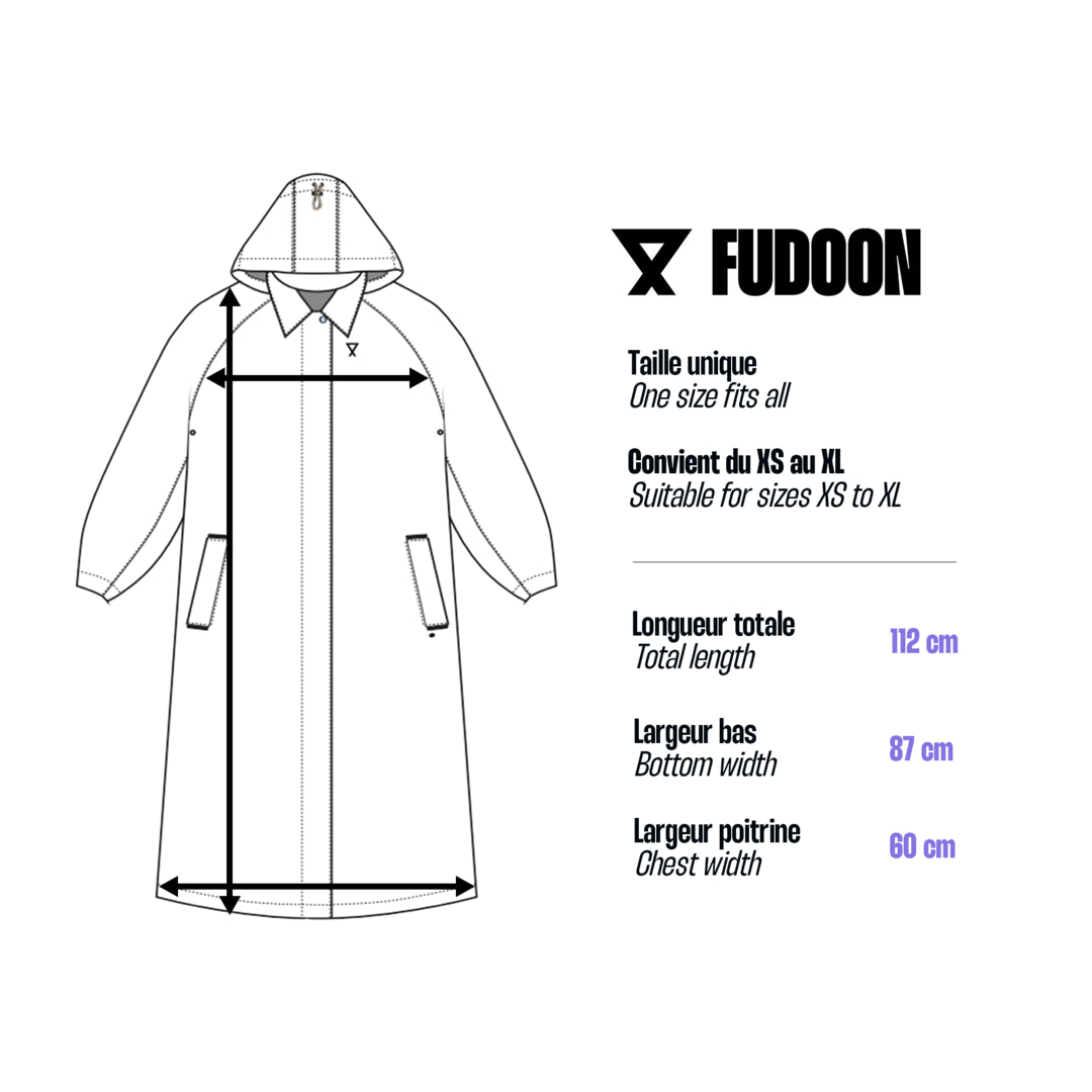 Guide officiel des dimensions du trench Fudoon taille unique XS à XL
