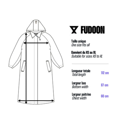 Guide officiel des dimensions du trench Fudoon taille unique XS à XL