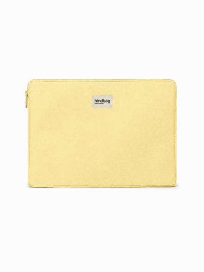 Housse ordinateur Ava 15 pouces jaune citron Hindbag vue de face