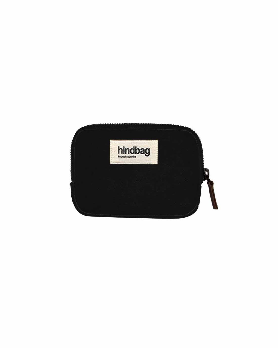 Porte-monnaie Lili noir Hindbag en coton bio vue de face