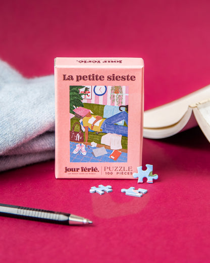 Boîte du mini puzzle La petite sieste 100 pièces Jour Férié, vue principale
