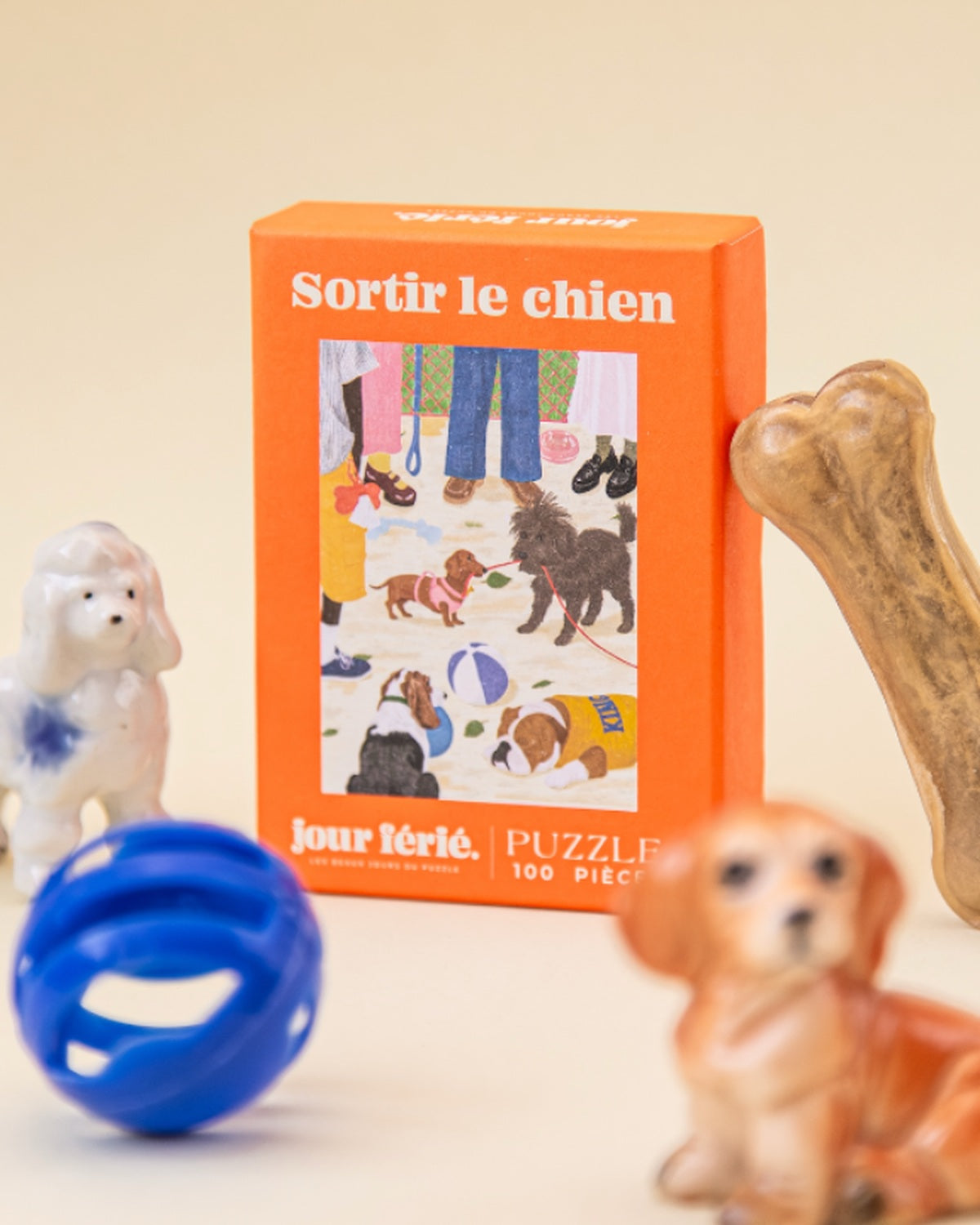 Boîte du mini puzzle Sortir le chien 100 pièces Jour Férié, vue principale
