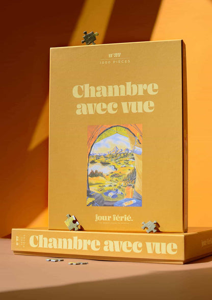 Boîte et pièces du puzzle Chambre avec vue 1000 pièces