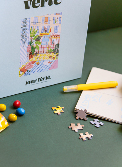 Boîte et pièces du puzzle La classe verte 1000 pièces