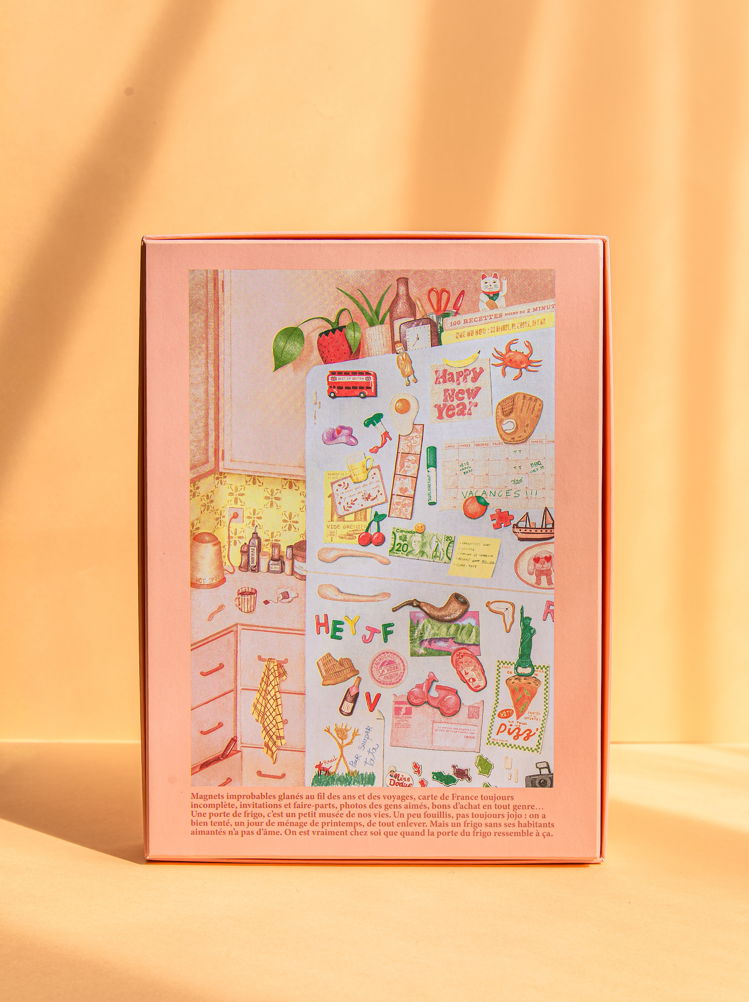 Boîte et pièces du puzzle La porte de frigo 1000 pièces