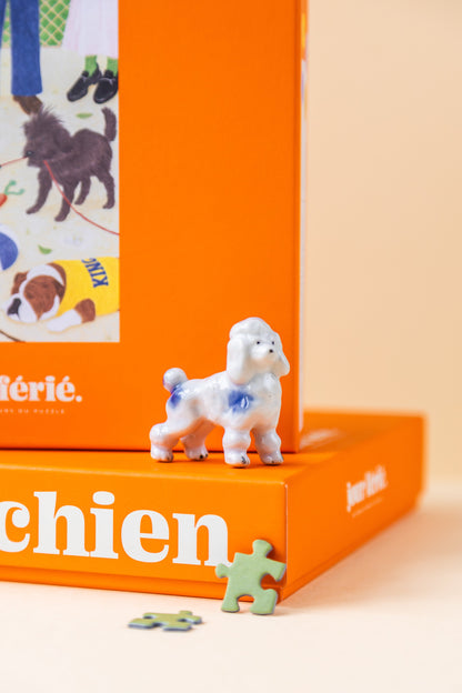 Détail du puzzle Sortir le chien avec scène canine colorée