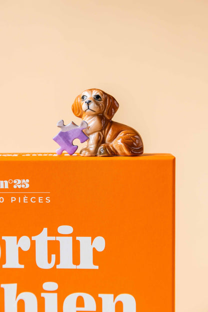 Puzzle Sortir le chien Jour Férié 1000 pièces présenté en situation