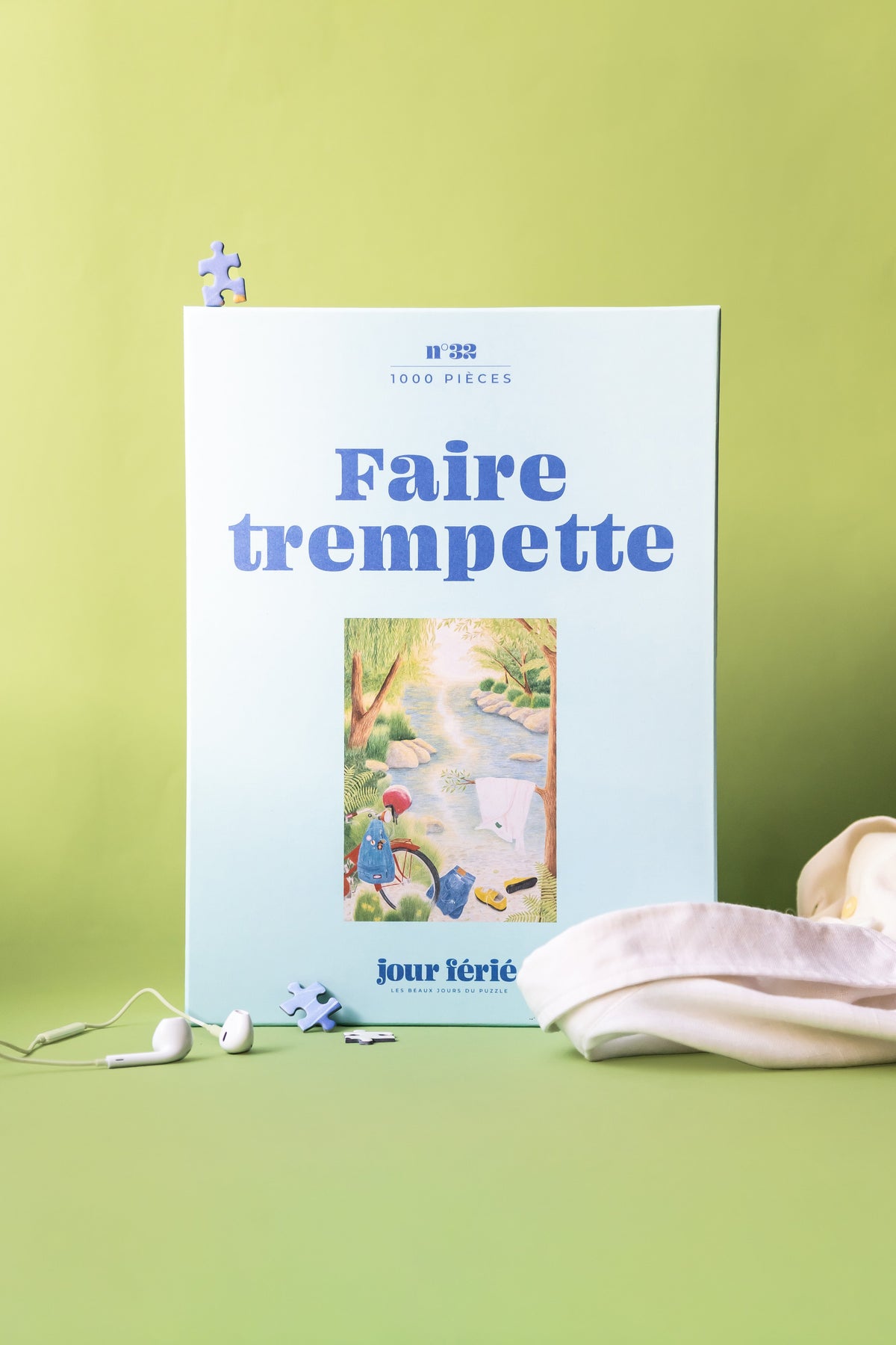 Boîte du puzzle Faire trempette 1000 pièces Jour Férié sur fond vert