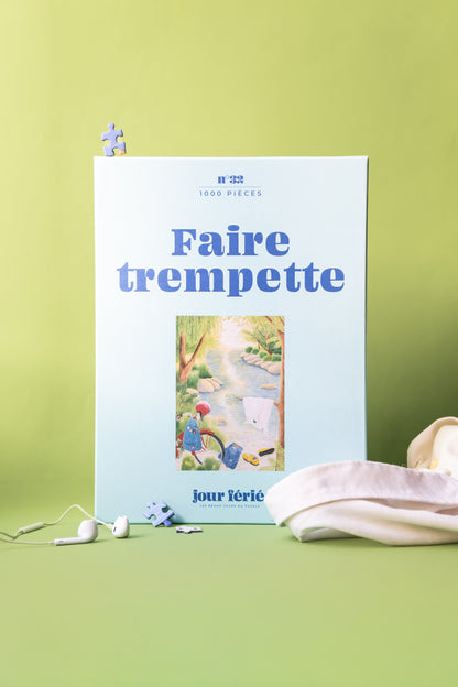 Boîte du puzzle Faire trempette 1000 pièces Jour Férié sur fond vert