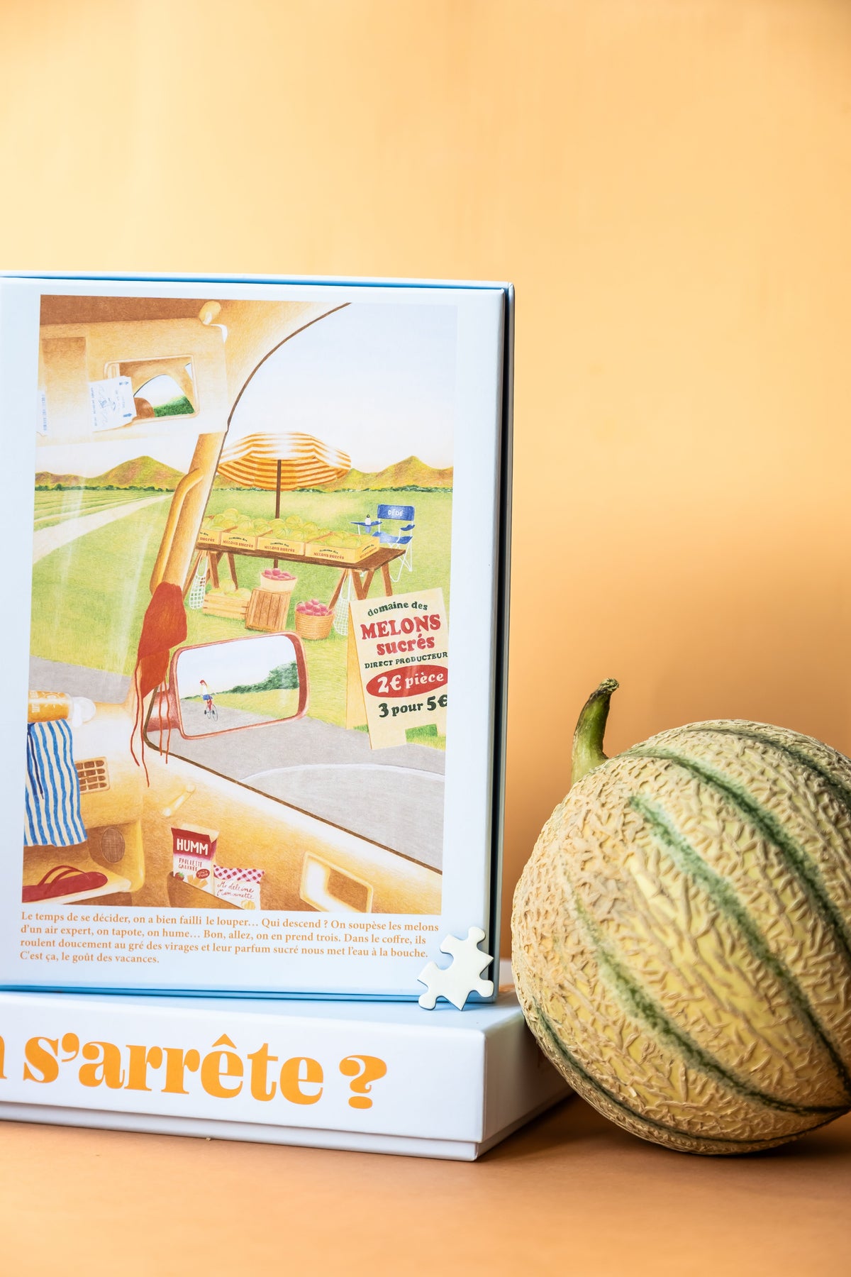 Puzzle On s’arrête ? 500 pièces Jour Férié : dos boite melon