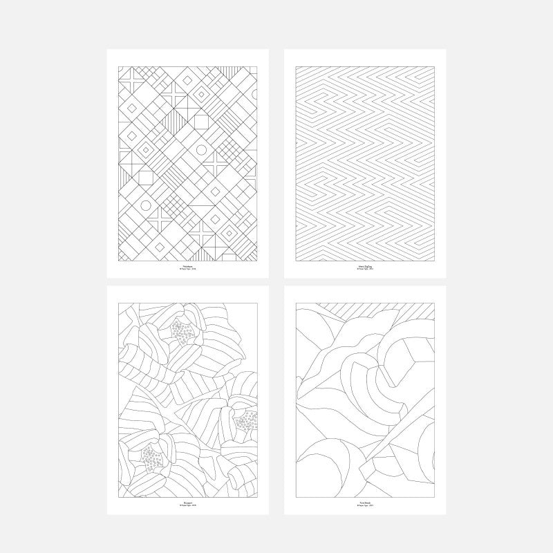 Quatre motifs géométriques du cahier de coloriages A4 Papier Tigre