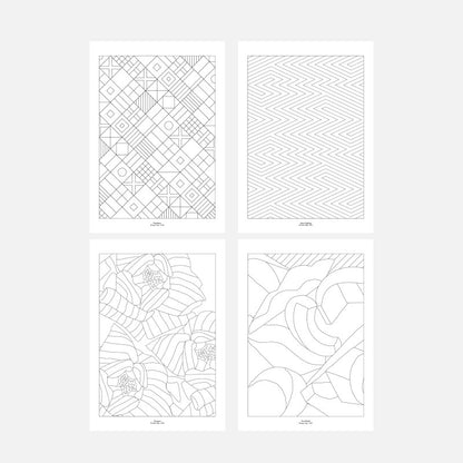 Quatre motifs géométriques du cahier de coloriages A4 Papier Tigre