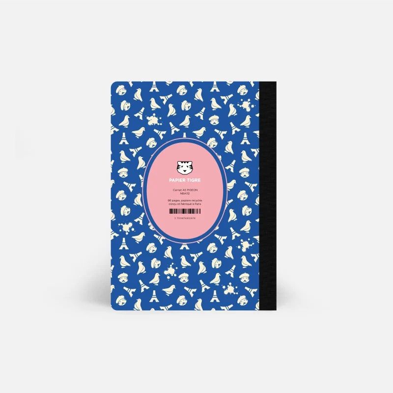 Carnet A5 Pigeon rose Papier Tigre vue de face