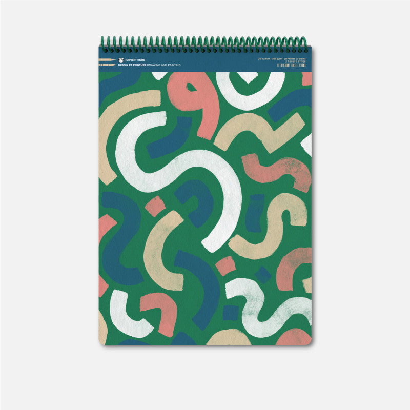 Carnet à dessin et peinture Mushi A4 Papier Tigre vue de face