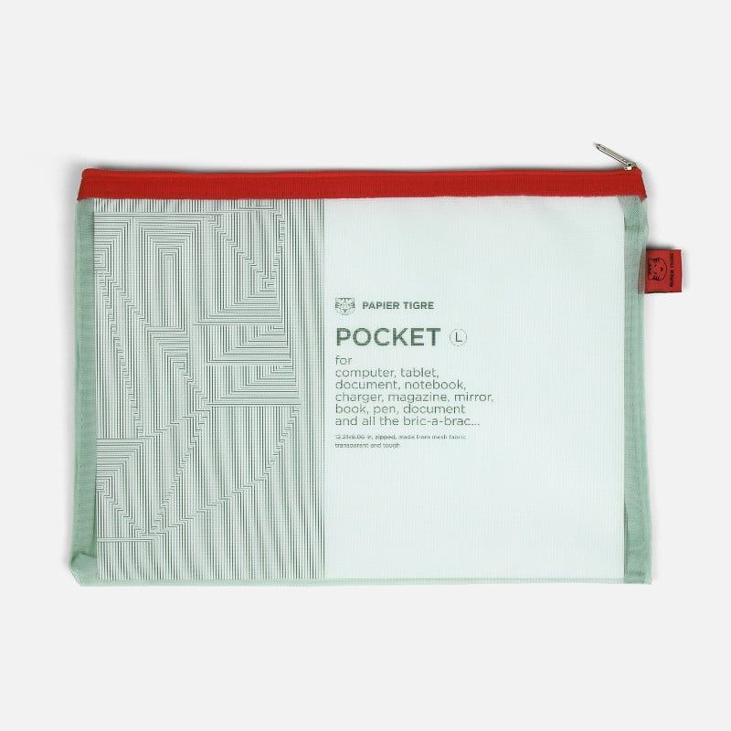 Pochette Mesh L vert d’eau Papier Tigre vue de face