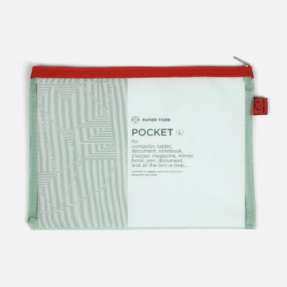 Pochette Mesh L vert d’eau Papier Tigre vue de face