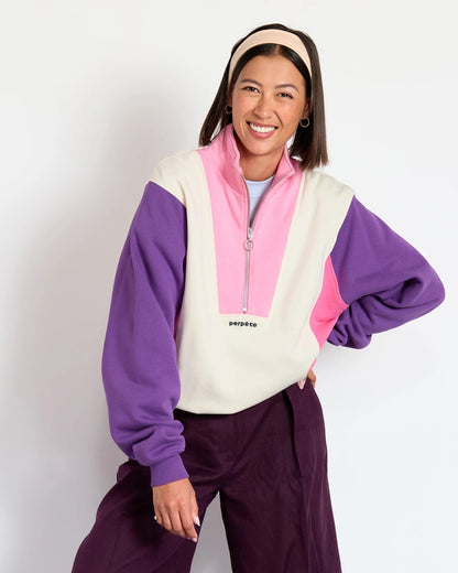 Sweat Emma rose Perpète en coton bio, vue principale portée