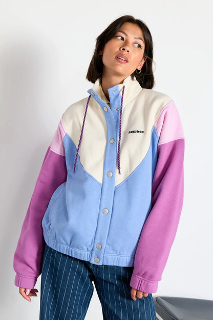 Veste Laura bleu colorblock Perpète, vue de face
