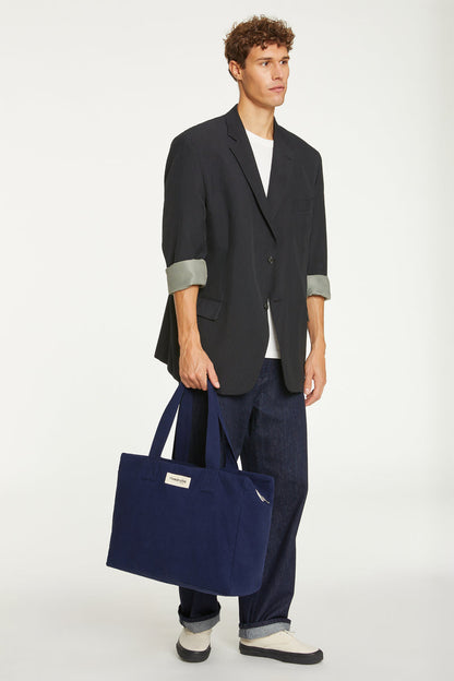 Sac Célestins Rive Droite coton recyclé bleu nuit Midnight blue - porté