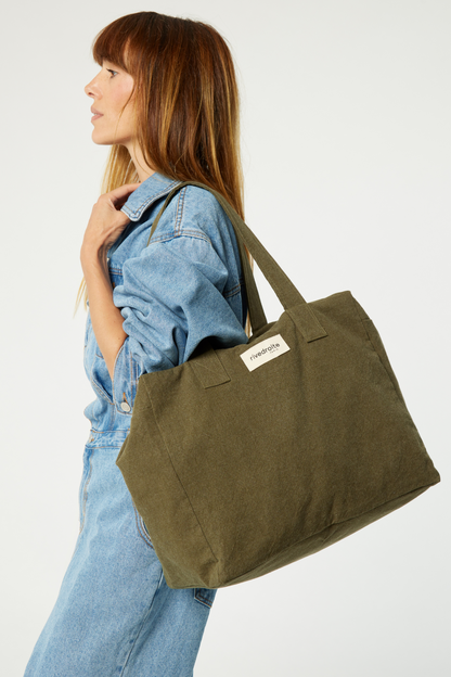 Sac Célestins Rive Droite coton recyclé kaki Military green - vue principale