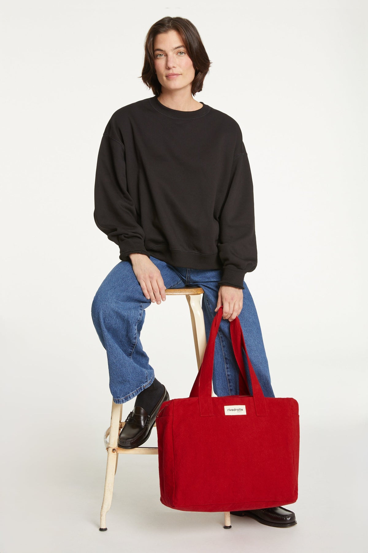 Sac Célestins Rive Droite coton recyclé rouge Vibrant red - vue principale