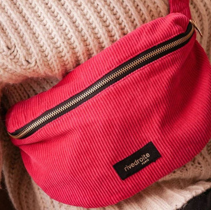 Sac banane Custine XL Rive Droite velours fuchsia - vue principale