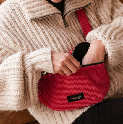 Sac banane Custine XL Rive Droite velours fuchsia - vue 2