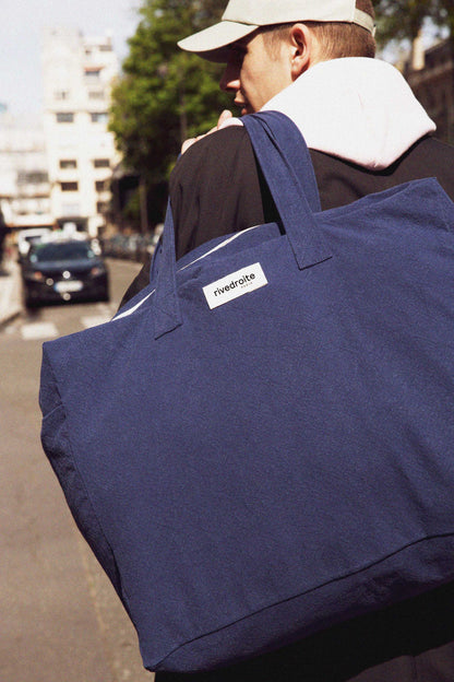 Sac Elzévir Rive Droite coton recyclé bleu nuit Midnight blue - vue 2