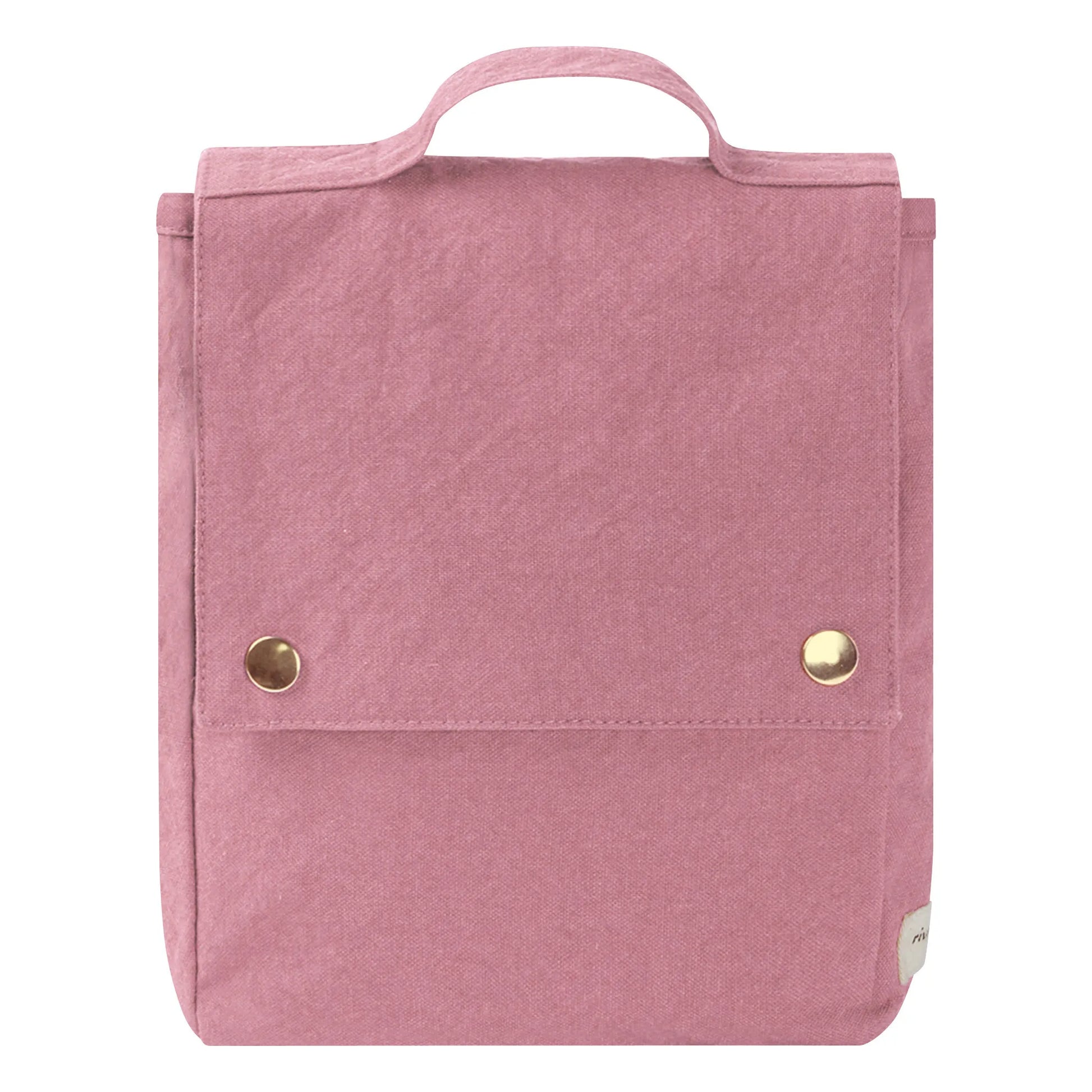 Sac à dos enfant Minimes Rive Droite bois de rose - détail toile et boutons dorés