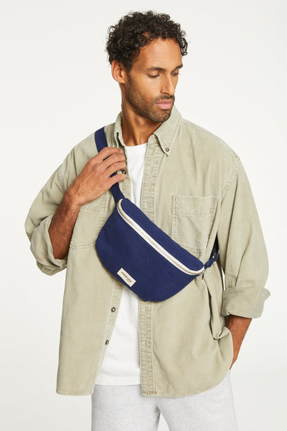 Sac banane Custine coton recyclé Rive Droite - Bleu nuit / Midnight blue - vue principale