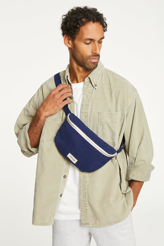 Sac banane Custine coton recyclé Rive Droite - Bleu nuit / Midnight blue - vue principale