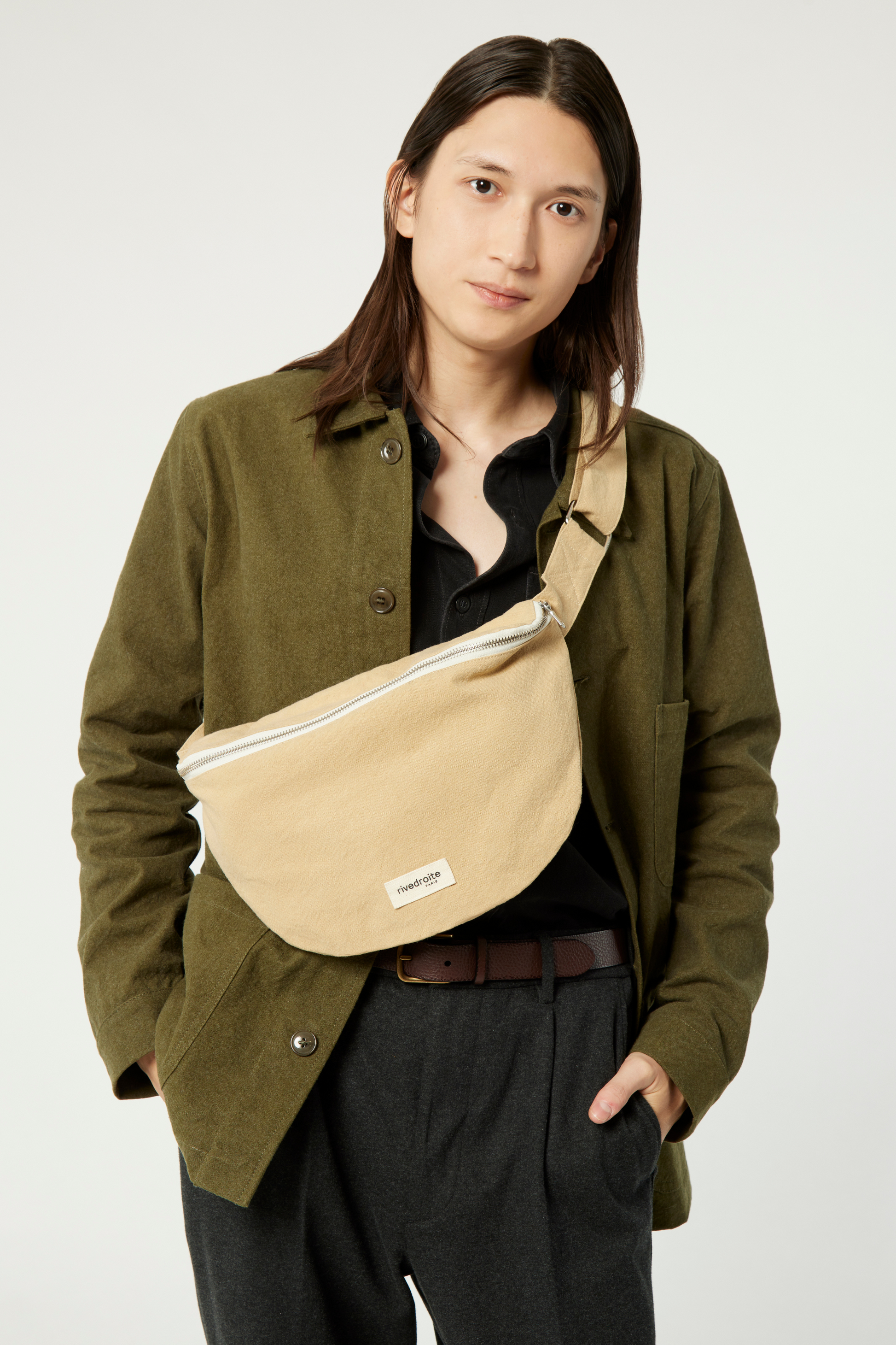 Sac banane Custine XL coton recyclé Rive Droite - Beige Dust / Sand - vue 2