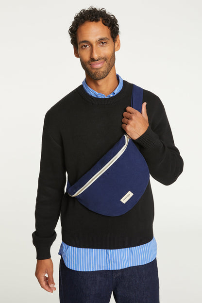Sac banane Custine XL coton recyclé Rive Droite - Bleu nuit / Midnight blue - vue principale