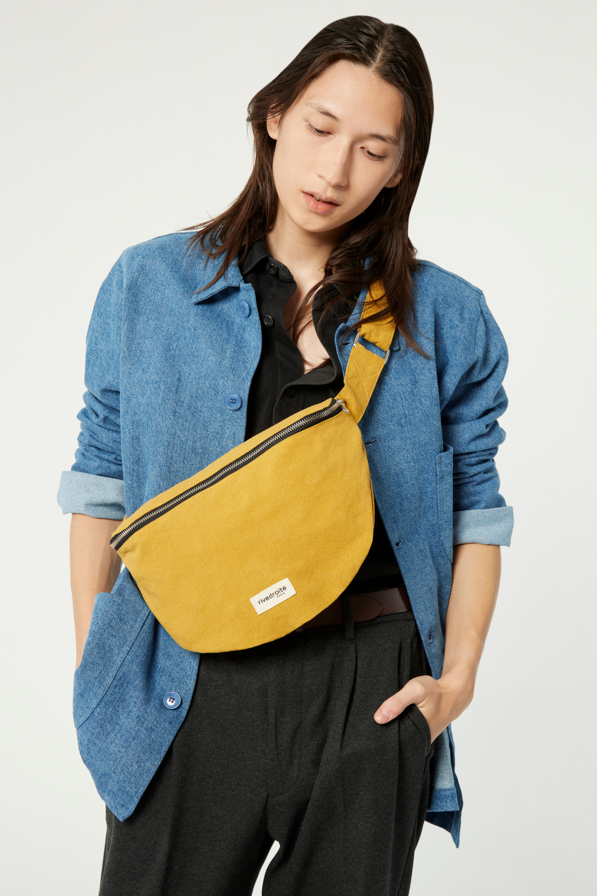 Sac banane Custine XL coton recyclé Rive Droite - Moutarde / Mustard - vue principale