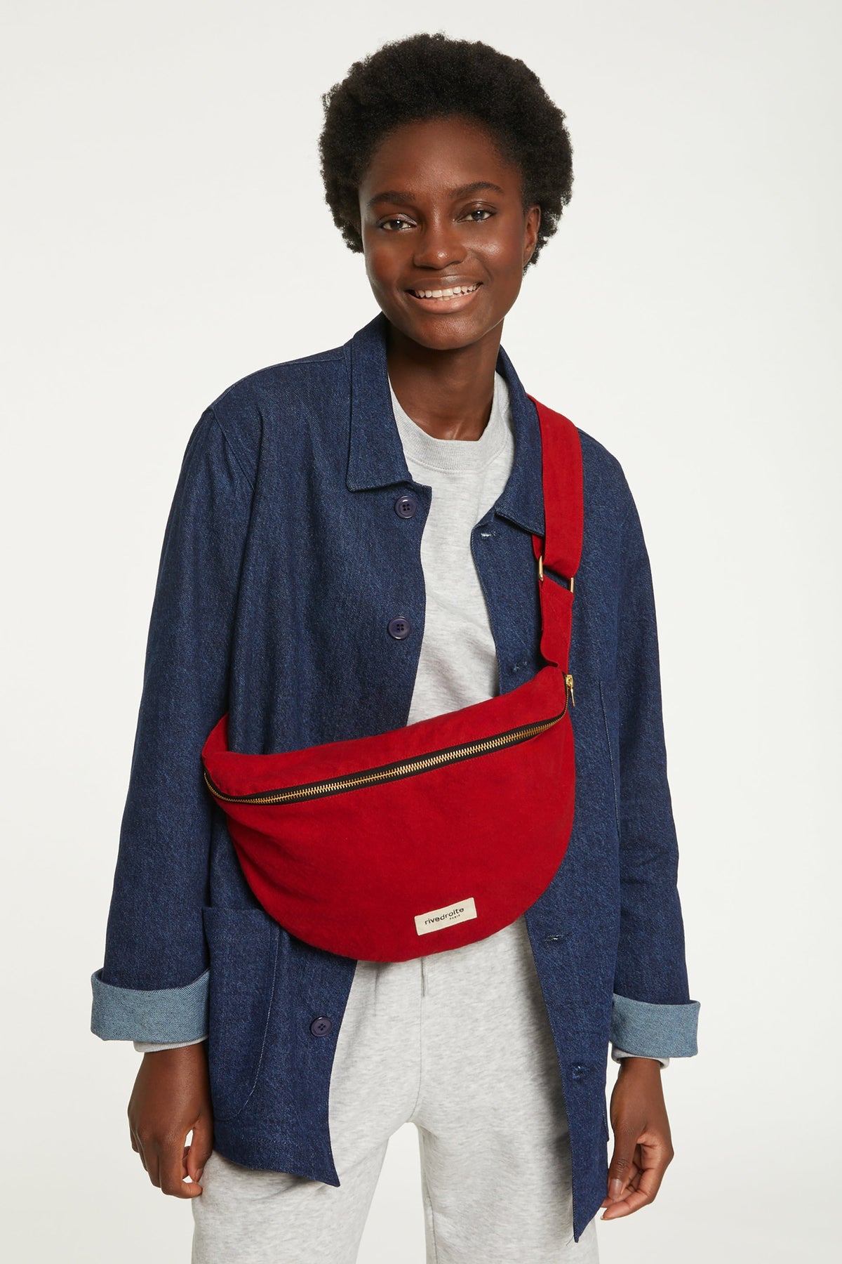 Sac banane Custine XL coton recyclé Rive Droite - Rouge / Vibrant red - vue principale
