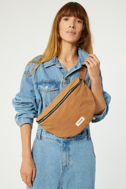 Sac banane Custine XL coton recyclé Rive Droite - Tobacco - vue principale