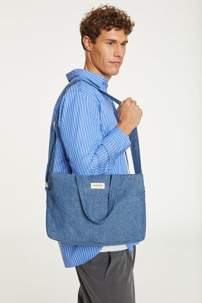 Sac Sauval Rive Droite denim clair Stone washed - vue 3