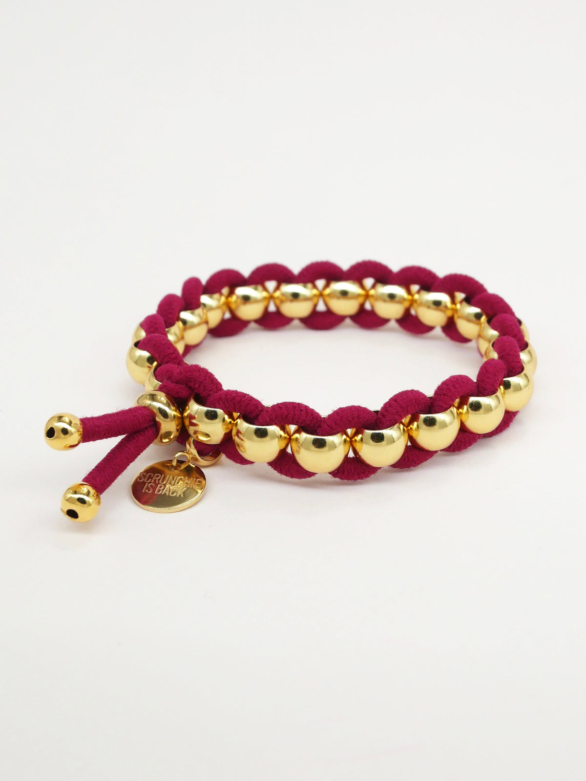 Élastique-bijou Bichous tissé doré bordeaux Scrunchie Is Back