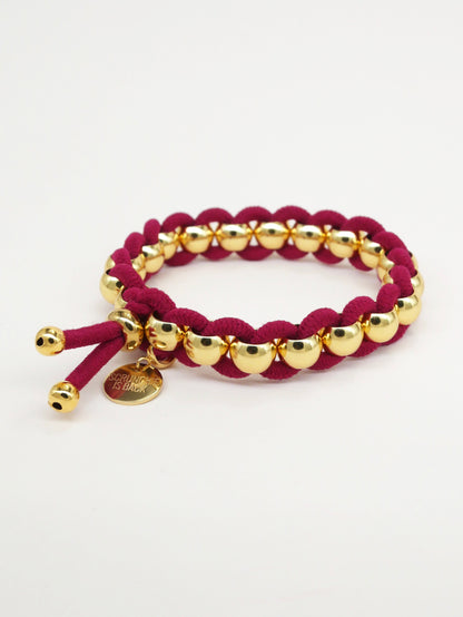 Élastique-bijou Bichous tissé doré bordeaux Scrunchie Is Back