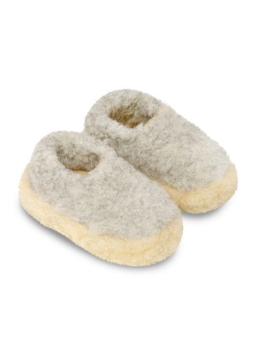 Chaussons enfant Siberian gris clair en laine Yoko – vue principale