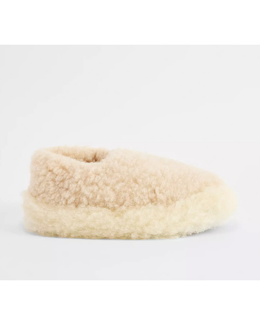Chaussons Full beige naturel en laine Yoko – packshot principal