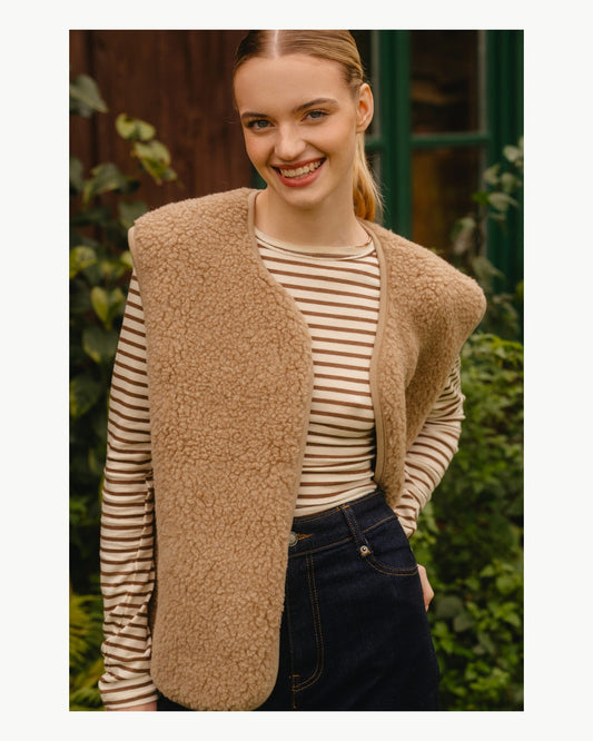 Gilet sans manches Ypo camel en mérinos Yoko – vue 1