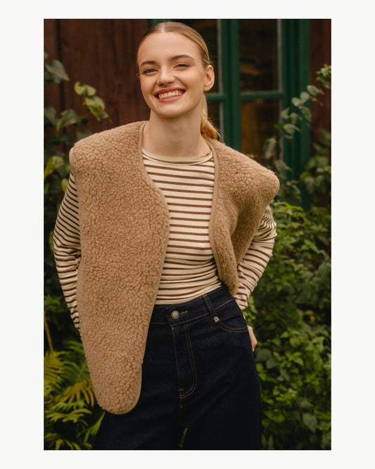 Gilet sans manches Ypo camel en mérinos Yoko – vue 2