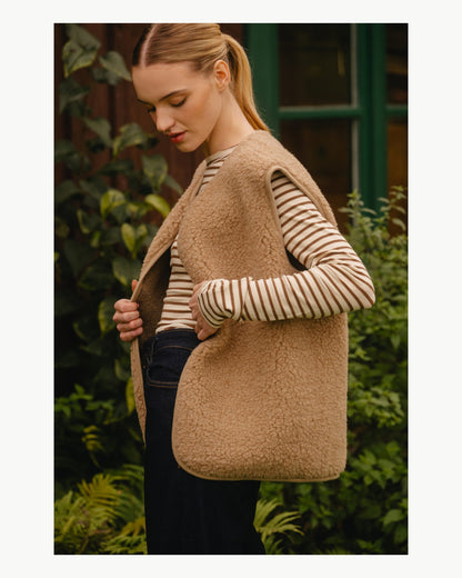 Gilet sans manches Ypo camel en mérinos Yoko – vue 3